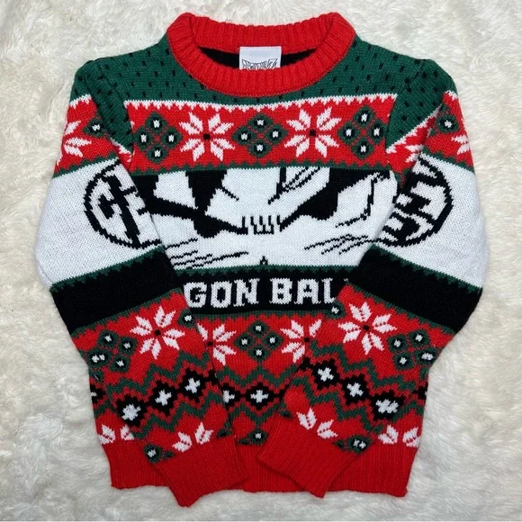 Dragon Ball Z Holiday Sweater Red/Green/White/Black Size 6 - Picture 1 of 16